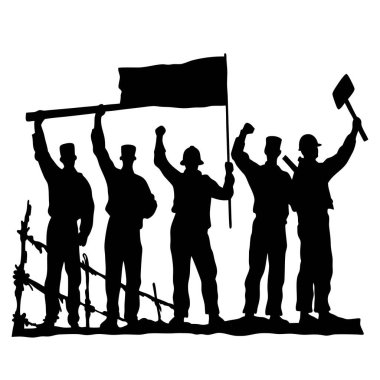 İşçiler birlik içinde, işçiler silueti, işçi bayramı, 1 Mayıs Uluslararası İşçi Bayramı arka planı