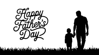 Baba ve çocuk siluetleri, aile sevgisinin vektör çizimi, bir erkek ve çocuğu spor yaparken ve babasının çocuklarıyla birlikte evrimini gösteriyor.