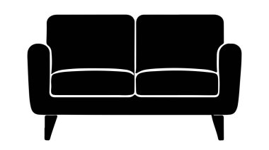 Beyaz arkaplanda kanepe simgesinin silueti