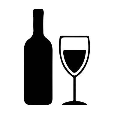 Şık kırmızı şarap şişesi ve canlı bir sıvıyla birlikte cam. Kutlama veya restoran düzenlemek için mükemmel.