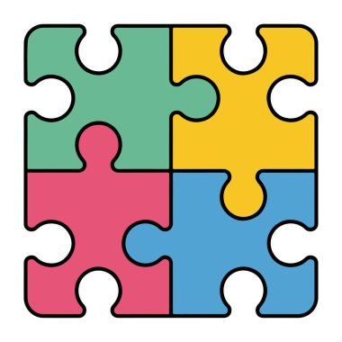 Dört renkli yapboz bir kare oluşturarak birbirine bağlandı