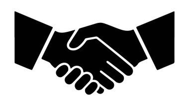 Beyaz arkaplanda el sıkışma simgesi izole edildi. Siluet el sıkışma simgesi. Profesyonel el sıkışma iş anlaşması ortaklık sembolü