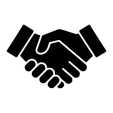 Beyaz arkaplanda el sıkışma simgesi izole edildi. Siluet el sıkışma simgesi. Profesyonel el sıkışma iş anlaşması ortaklık sembolü