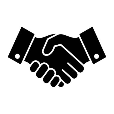 Beyaz arkaplanda el sıkışma simgesi izole edildi. Siluet el sıkışma simgesi. Profesyonel el sıkışma iş anlaşması ortaklık sembolü