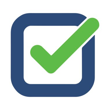 Tasarım projeleri için renkli işaretleme simgesi, tik işareti simgesi, basit işaretleme simgesi simgesi gösterimi