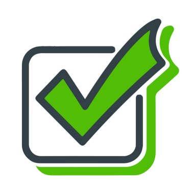 Tasarım projeleri için renkli işaretleme simgesi, tik işareti simgesi, basit işaretleme simgesi simgesi gösterimi