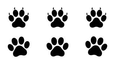 Canlı renk seçenekleri ve pati yazdırma vektörü olan şirin kedi pençe izi tasarımı