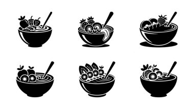 Taze malzemelerle dolu canlı meyve suyu kasesi vektör çizimi