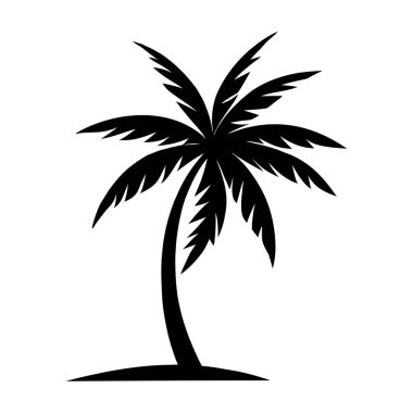 Yaz tasarımları için tropik palmiye ağacı silüeti vektör çizimi