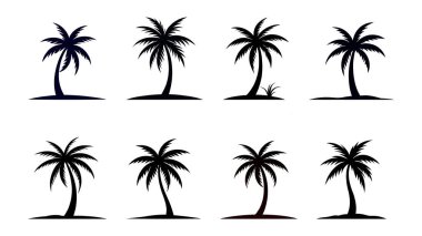 Renkli yapraklar ve mavi gökyüzü ile canlı tropikal palmiye ağacı çizimi