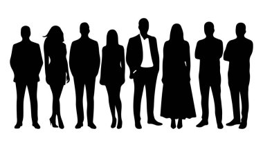 Yetişkin insanlar vektör illüstrasyonunu silindirler. bir grup yetişkin insan silueti