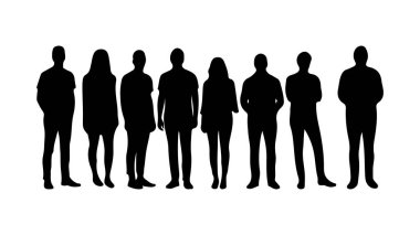 Yetişkin insanlar vektör illüstrasyonunu silindirler. bir grup yetişkin insan silueti