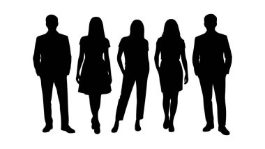 Yetişkin insanlar vektör illüstrasyonunu silindirler. bir grup yetişkin insan silueti