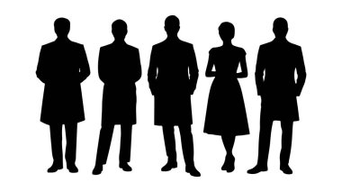 Yetişkin insanlar vektör illüstrasyonunu silindirler. bir grup yetişkin insan silueti