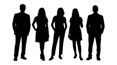 Yetişkin insanlar vektör illüstrasyonunu silindirler. bir grup yetişkin insan silueti