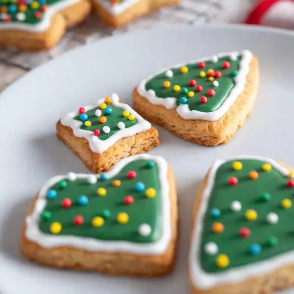 Cartoon Extreme Close Christmas Cookie Decorated Icing Sprinkles Viewed Tilt — Stock Photo, Image
