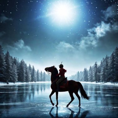 silhouette of a horse in the winter clipart