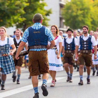 Oktoberfest parade. cheering crowd clipart