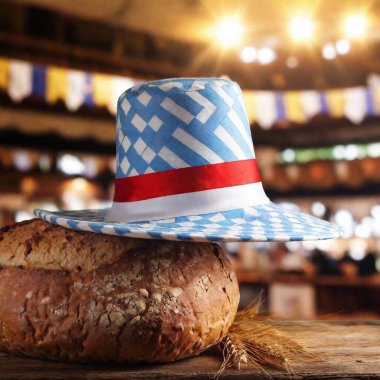 Bavarian hat on Oktoberfest background, The rack focus starts. Hight resolution, photorealistic clipart