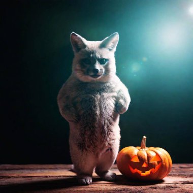 creepy animal creature in Halloween costume clipart