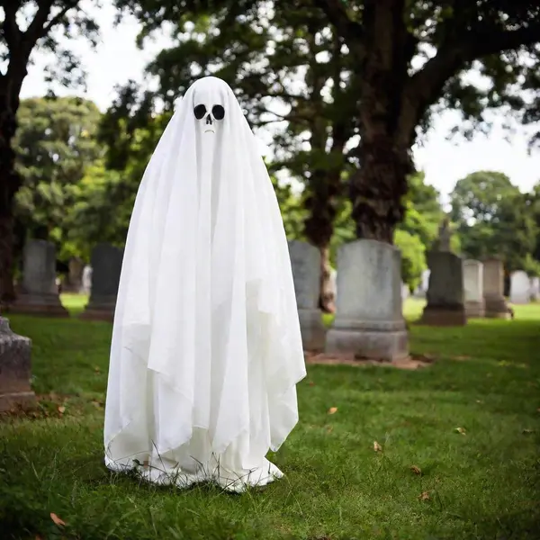 creepy ghost creature in cemetery