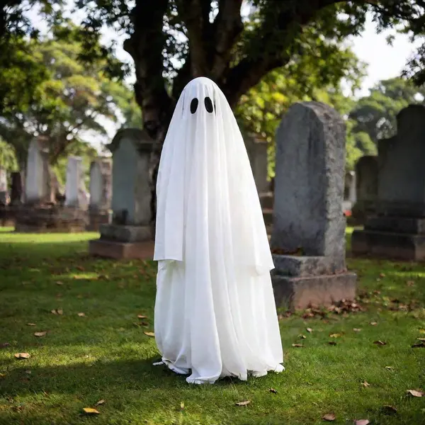 creepy ghost creature in cemetery