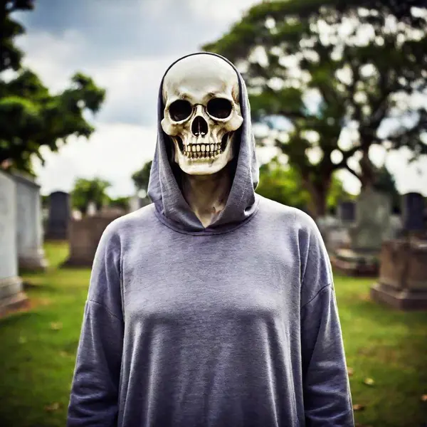 creepy ghost creature in cemetery