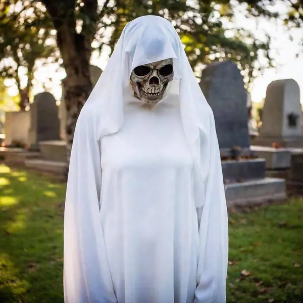 creepy ghost creature in cemetery