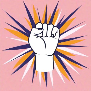 feminist fist hand up sketch illustration with Venus sign. Concept for equality, international women's day, activism, feminism, fist hand logo clipart