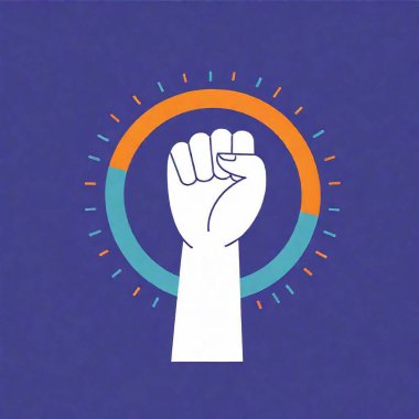 feminist fist hand up vector illustration with Venus sign. Concept for equality, international women's day, activism, feminism, fist hand logo clipart