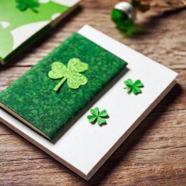 handmade book with a Shamrock cover clipart