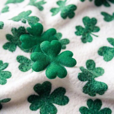 flat lay photo image of blanket with Shamrock symbol isolated on background clipart