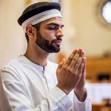 muslim man praying in mosque clipart