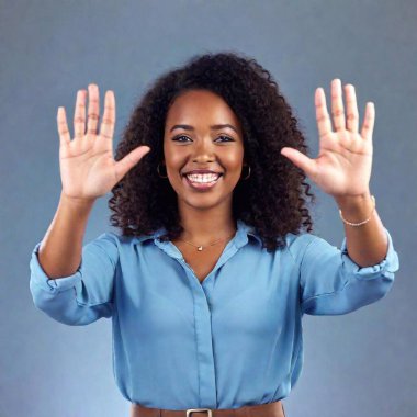 beautiful african american woman wearing casual jacket showing and pointing up with fingers number five while smiling confident and happy. clipart