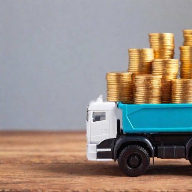 toy truck on stack of coins clipart