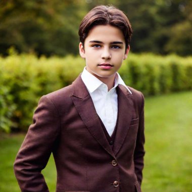 portrait of young handsome boy in park. fashion style. clipart