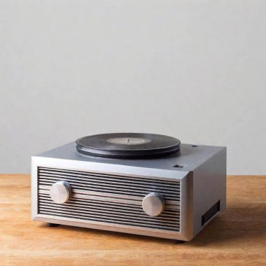 retro vintage radio on wooden table clipart