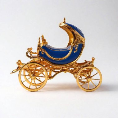 antique carriage with blue carriage and golden horse clipart