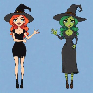 create a funny cartoon dear witch, in upright position. No background color! clipart