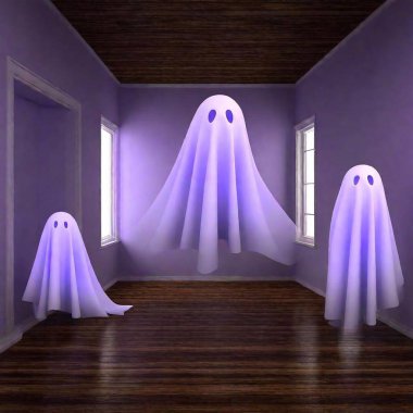 ghost inside a white room clipart