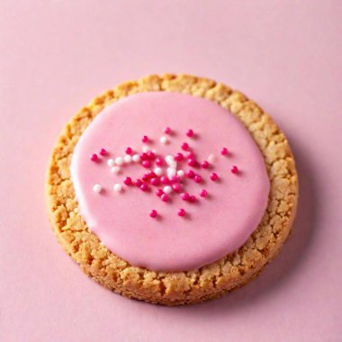 pink round biscuit with cream in the shape of a heart clipart