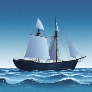 sailing boat on the sea clipart