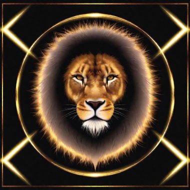 lion head with glowing lights clipart