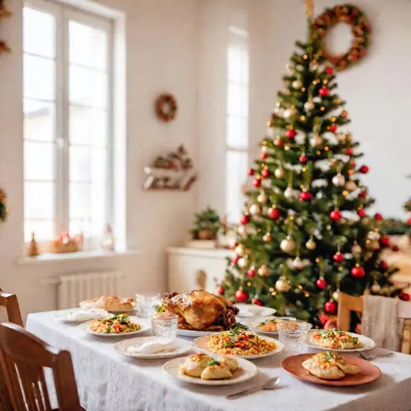 Christmas Table Setting Decorations Decorations — Stock Photo, Image