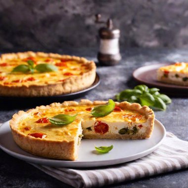 tasty pizza with tomatoes and mozzarella on grey table clipart