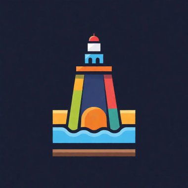 create a colorful lighthouse logo clipart