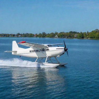 dehavilland dhc 2 seaplan flying on the lake clipart