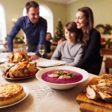 family having dinner at home clipart