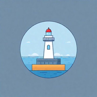 vector flat icon of lighthouse in circle clipart