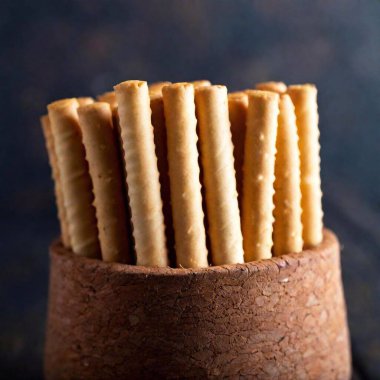 stack of fresh crackers on a black background clipart